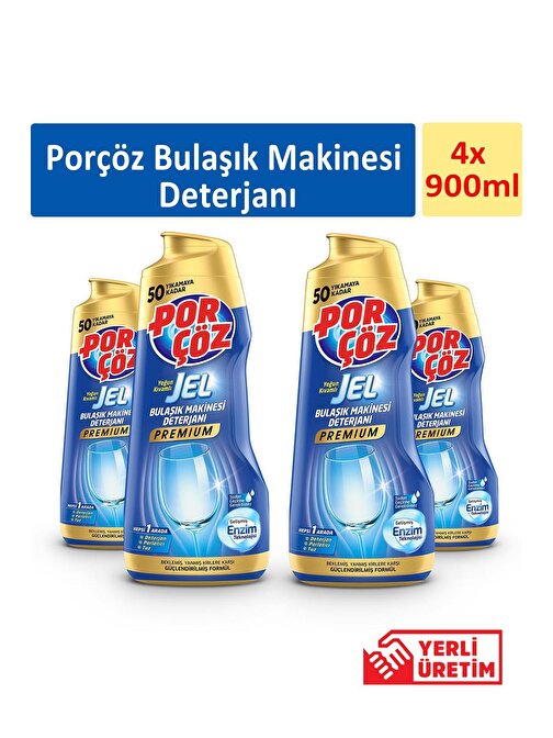 Porçöz Makinesi Deterjanı 900 ml x 4 Adet