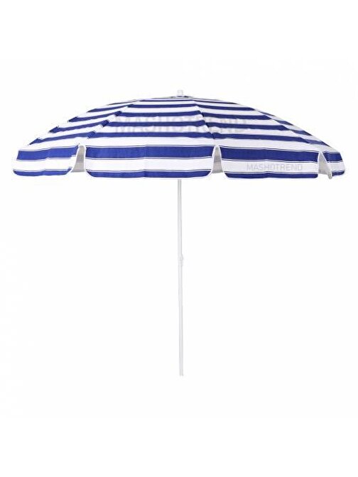Mavi Beyaz Gabardin Kalın Kumaş Plaj Şemsiyesi - Balkon Şemsiyesi - Bahçe Şemsiyesi