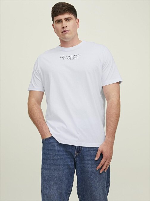 Jack&Jones O Yaka Büyük Beden Beyaz Erkek T-Shirt 12222432