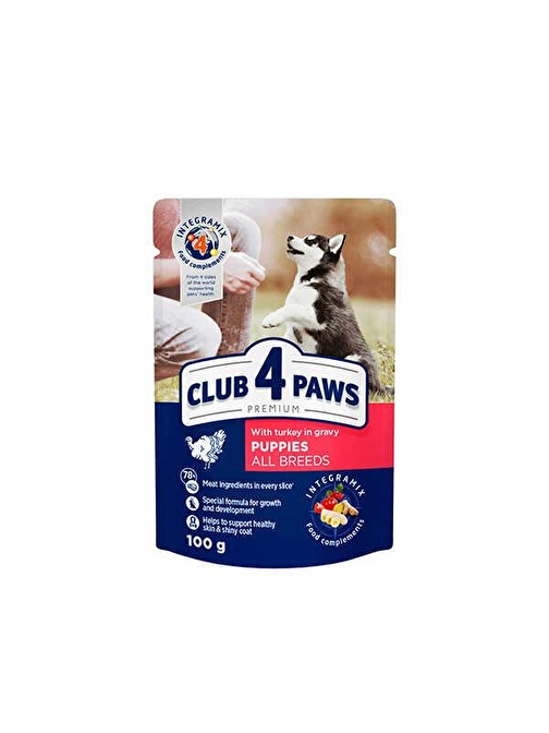 Club4Paws Hindili Pouch Yavru Köpek Sos 100 Gr