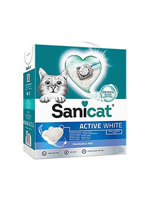 Sanicat Active White Ultra Topaklanan Kedi Kumu 6 LT - Farmapets