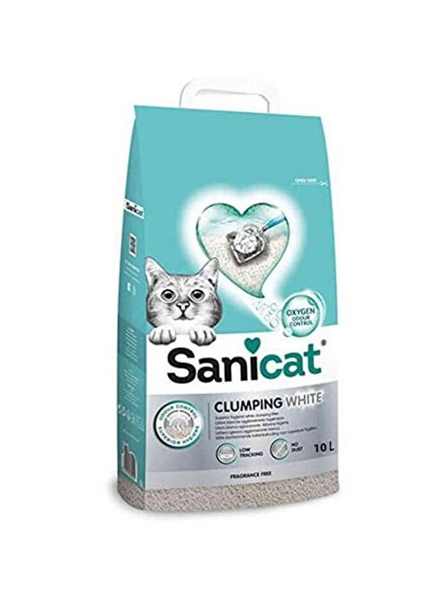 Sanicat Clumping White Cotton Fresh Oksijen Kontrol Süper Topaklanan Kedi Kumu 10 Lt - Farmapets