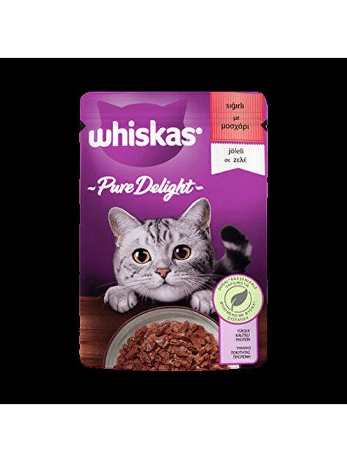 Whiskas Pouch Pure Delight Jöle İçinde Sığır Etli Yetişkin Kedi Konservesi 85 Gr - KONG