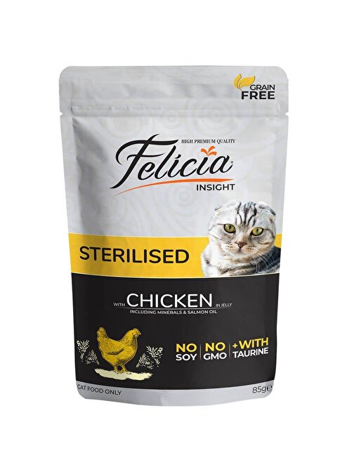 Felicia Tahılsız Tavuklu Pouch Kısırlaştırılmış Kedi Konservesi 85 Gr - KONG