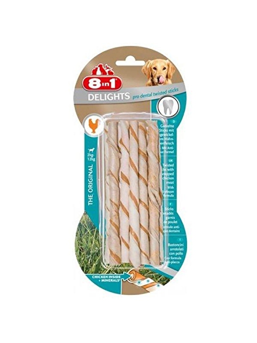 8 In 1 Delights Dental Twisted Sticks Köpek Ödül 10´lu 55 Gr - KONG