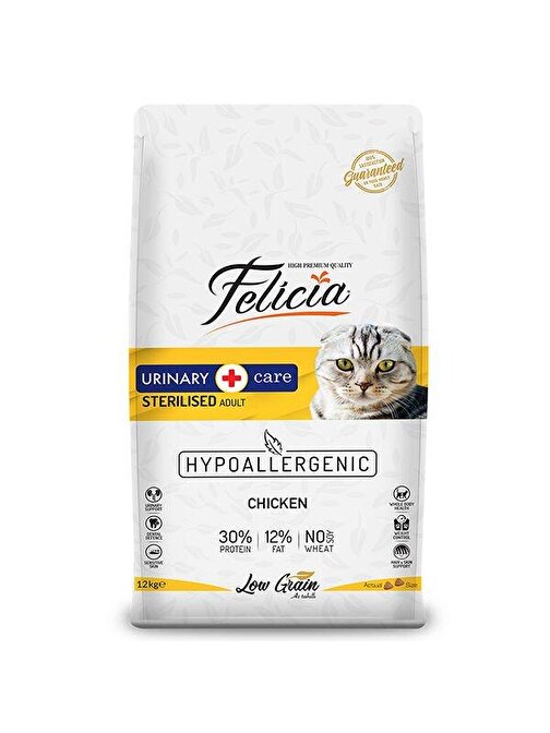 Felicia Düşük Tahıllı Hipoalerjenik Tavuklu Kısırlaştırılmış Kedi Maması 12 Kg - Farmapets