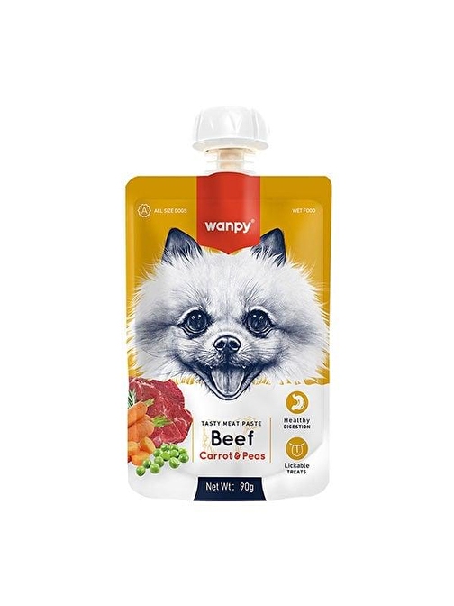 Wanpy Taze Sığır Etli ve Havuçlu Et Ezmesi Doğal Köpek Ödülü 90 Gr