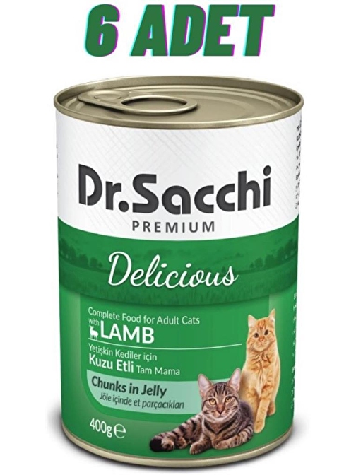 Dr.Sacchi Kuzu Etli Kedi Konservesi 6x400 Gr - KONG