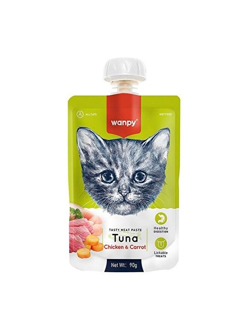 Wanpy Taze Ton Balıklı ve Tavuklu Et Ezmesi Doğal Kedi Ödülü 90 Gr