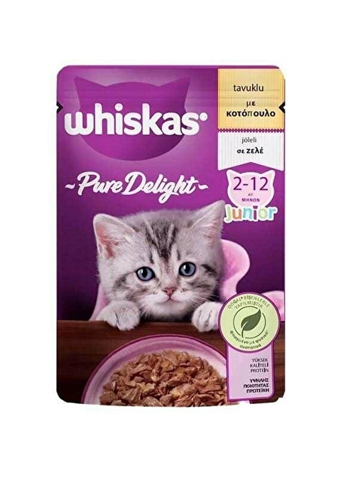 Whiskas Pouch Pure Delight Jöle İçerisinde Tavuklu Yavru Kedi Konservesi 4x85 Gr