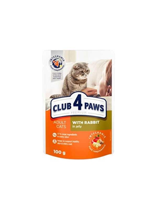 Club4Paws Tavşanlı Premium Pouch Kedi Maması 100 Gr