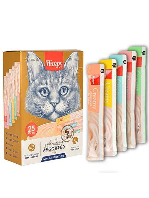 Wanpy Karışık Lezzetli Sıvı Kedi Ödülü 25 x 14 Gr