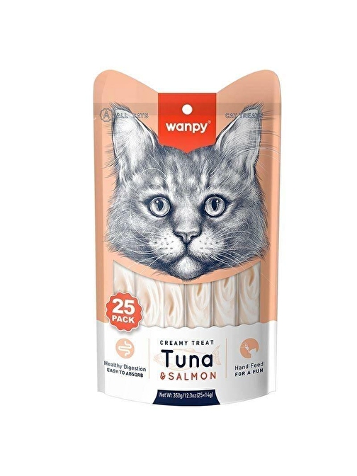 Wanpy Ton Ve Somon Balıklı Sıvı Kedi Ödülü 25 x 14 Gr