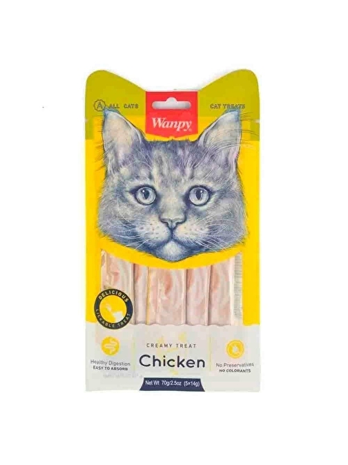 Wanpy Tavuklu Sıvı Kedi Ödül Maması 5 x 14 Gr