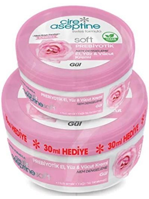 Cire Aseptine Soft Prebiyotik Gül Krem 100 ml + 30 ml