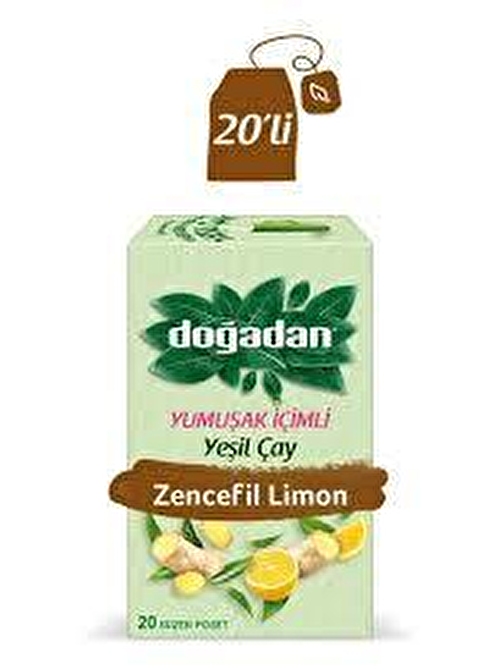 Doğadan Yeşil Çay Yumuşak İçimli Zencefil Limon 20'li