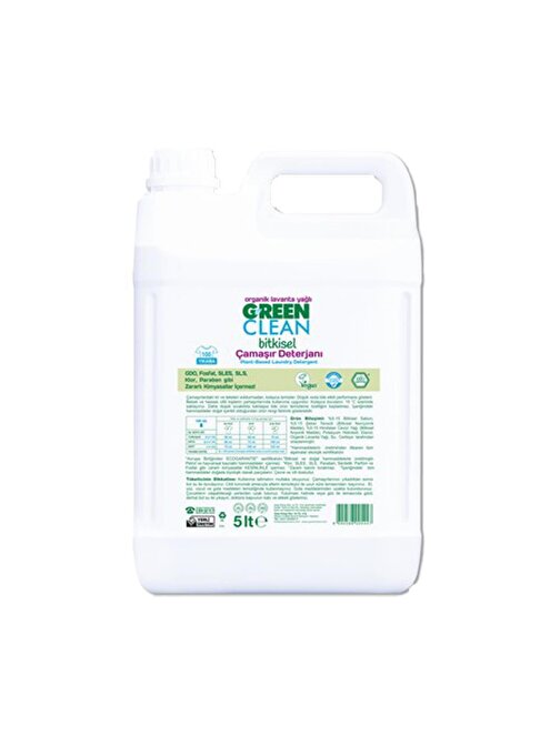 Green Clean Bitkisel Çamaşır Deterjanı Lavanta Yağlı 5 lt