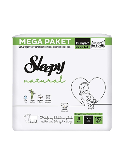 Sleepy Natural Bebek Bezi Mega Maxi 4 (7-14kg) 152 Adet