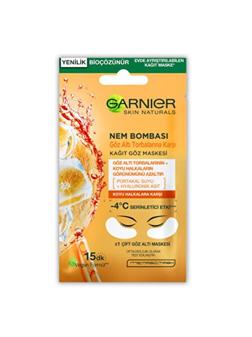 Garnier Kağıt Göz Maskesi Nem Bombası Portakal 6 gr