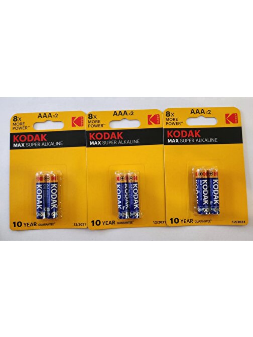 Kodak Max SuperAlkalin AAA LR03 1.5V Pil 12'li