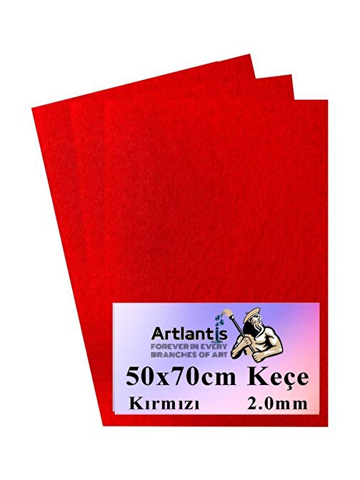 Kırmızı Keçe 50x70 cm 2.0 mm 3 Adet Renkli Hobi Keçesi Elişi Keçesi Anasınıfı Kreş Okul Öncesi