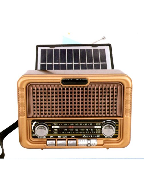 Everton Rt-651 (Solar Güneş Panelli)-Usb-Tf-Am-Fm-Sw-Blue-Connect-Tws-Usb Şarj Nostaljik Radyo
