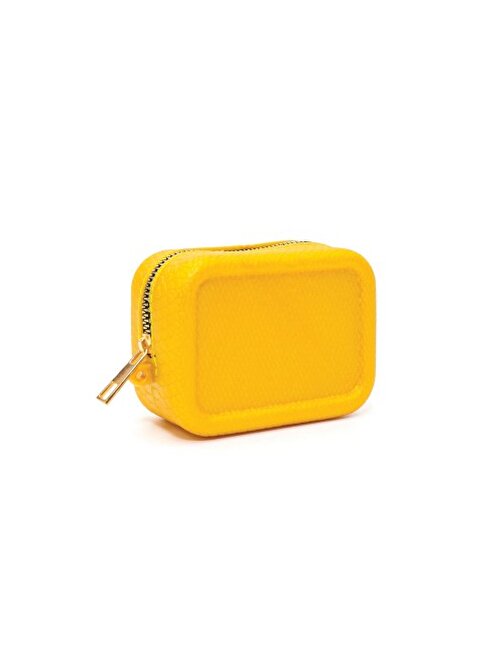 Sarı Renk Silikon Aromatik Kokulu Küçük Makyaj Çantası - Cüzdan