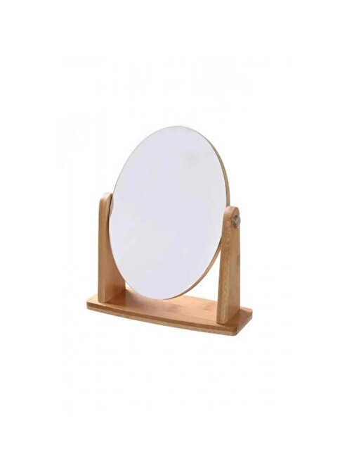 Oval Kesim Ahşap Makyaj Aynası