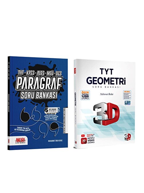 3D TYT Geometri ve AKM Paragraf Soru Bankası Seti 2 Kitap