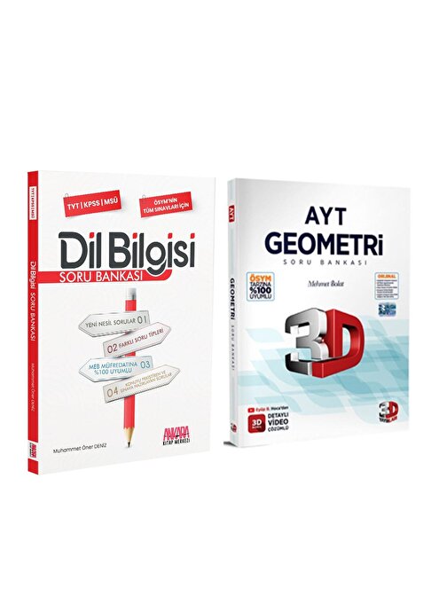 3D AYT Geometri ve AKM Dil Bilgisi Soru Bankası Seti 2 Kitap