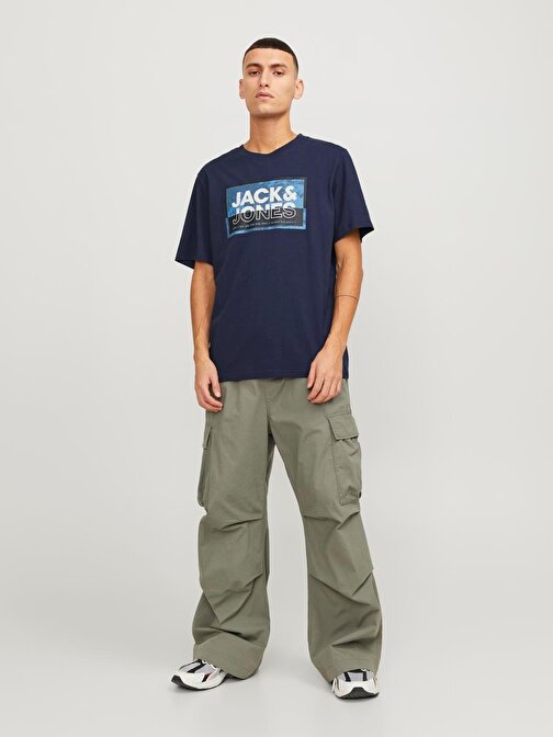 Jack&Jones O Yaka Lacivert Erkek T-Shirt 12253442