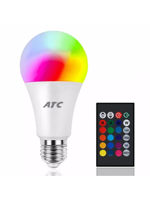 ATC Uzaktan Kumandalı 6500K 9W RGB Led Ampul Beyaz Işık