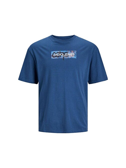 Jack&Jones O Yaka Standart Kalıp Mavi Erkek T-Shirt 12253477