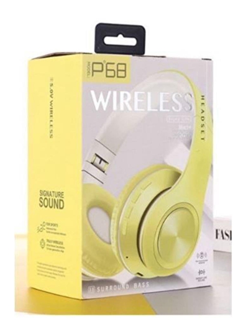 P68 Bluetooth Kablosuz Stereo Kulaklık - Sarı