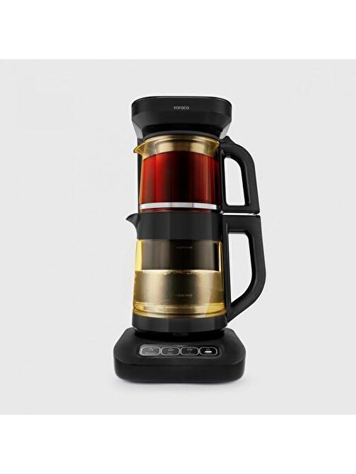 Karaca Çaysever Robotea Pro 4 In 1 Konuşan Otomatik Renkli Camlı Çay Makinesi Su Isıtıcı ve Filtre Kahve Demleme Makinesi 2500W Agate
