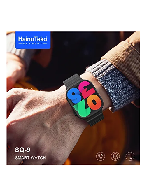 Haino Teko SQ-9 Gerçek Amoled Ekran Android İos HarmonyOs Uyumlu 3 Kordonlu Akıllı Saat Siyah