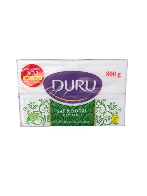 DURU SAF & DOĞAL KAYNAKLI ÇOK KÖPÜREN BEYAZ SABUN 4*200 GR