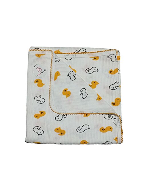Civciv Baskılı Çift Katlı Penye Battaniye 80 x 90 Bebek Battaniyesi