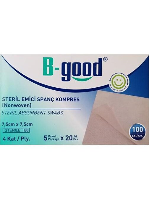 B-Good Steril Emici Spanç Kompres 7.5 cm X 7.5 cm 100'lü