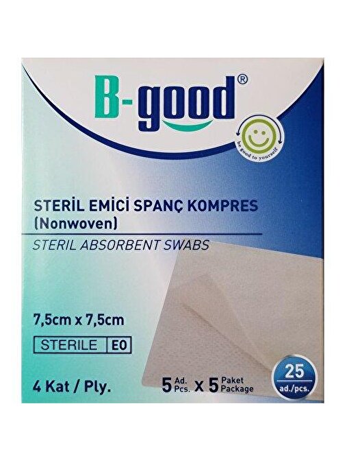 B-Good Steril Emici Spanç Kompres 7.5cmx7.5cm 25LI