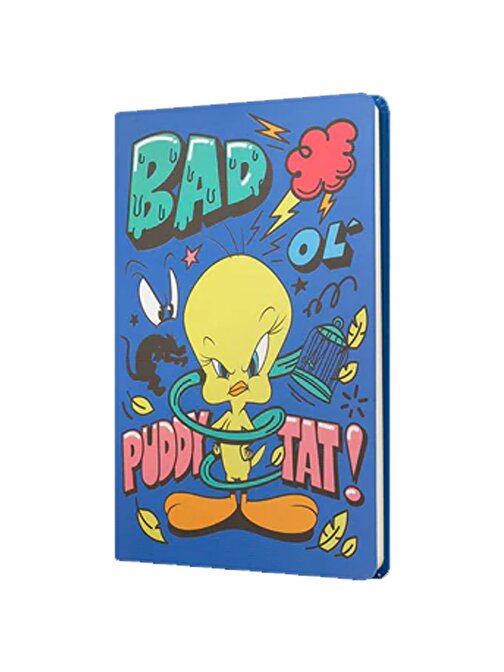 Mabbels Sert Kapak Butik Defter Tweety Bad Puddy Tat Mavi 80 YP 15x21 DFT-388128