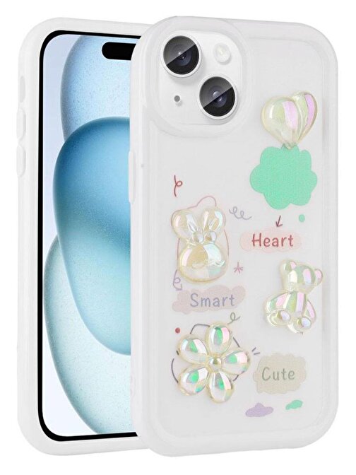 Musal iPhone 14 Uyumlu Kılıf Kabartma Figürlü Parlak Toys Silikon Kapak