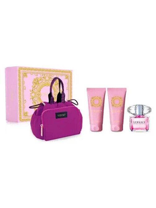 Versace Bright Crystal EDT 90ml+Duş Jeli 100ml+Vücut Losyonu 100ml+Çanta Kadın Parfüm Seti