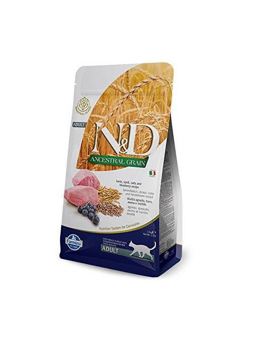 N&D Düşük Tahıllı Kuzu Etli ve Yaban Mersinli Yetişkin Kedi Maması 1.5 Kg