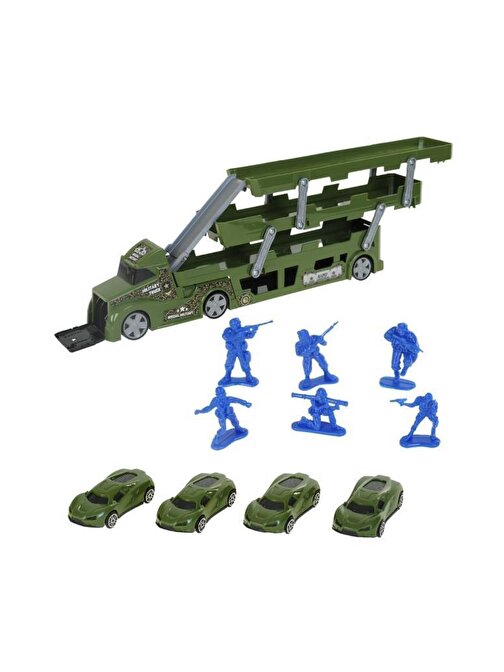 King Toys Arabalı Asker Aksesuarlı 3 Katlı Taşıyıcı Askeri Tır LAL 1111