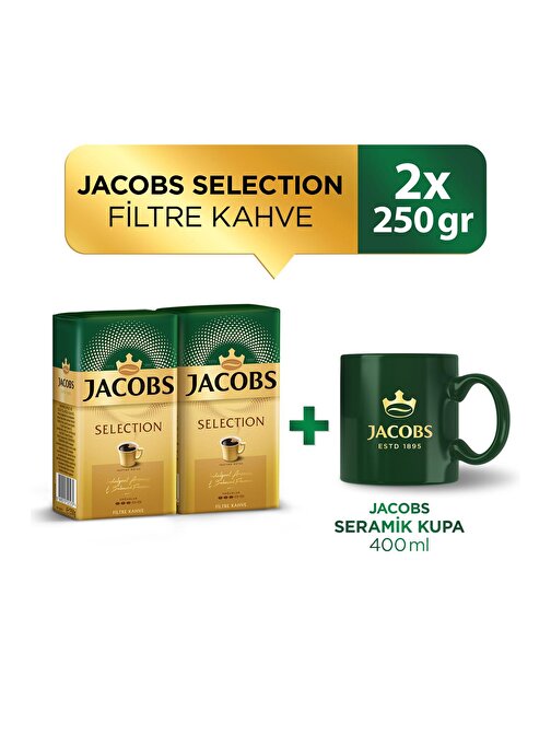 Jacobs Selection Filtre Kahve 250 gr x 2 Adet + Jacobs Seramik Kupa 400 ml