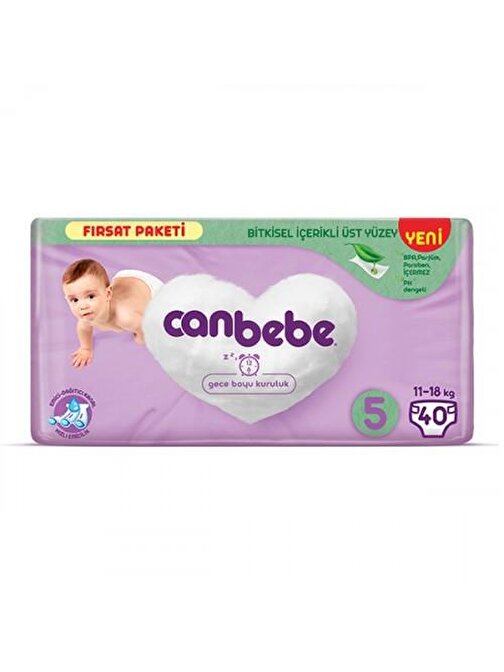 Canbebe Bebek Bezi Fırsat Paketi 5 Beden Junior (11-18 Kg) 40 Adet