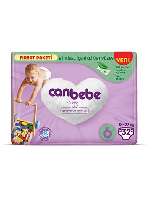 Canbebe Bebek Bezi Fırsat Paketi 6 Beden XL (15-27 Kg) 32 Adet