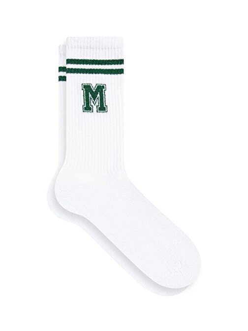 Mavi - M Logo Beyaz Soket Çorap 1911870-620
