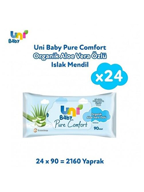 Uni Baby Pure Comfort Aloe Vera Özlü Islak Mendil 90 lı x 24 Adet